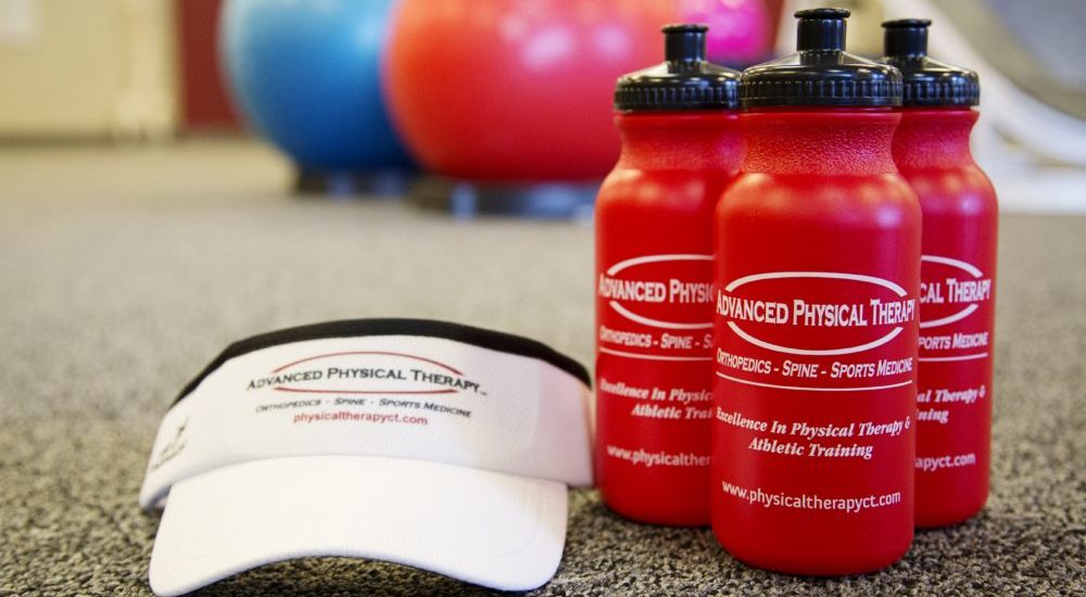 Advanced physical therapy hat and water bottles